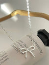 New 925 sterling silver simple and sweet clavicle bow necklace