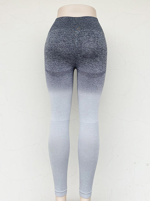 New elastic high waist seamless gradient pants sports slimming tight yoga pants