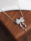 Women's New Sterling Silver Bow Ribbon Versatile Necklace