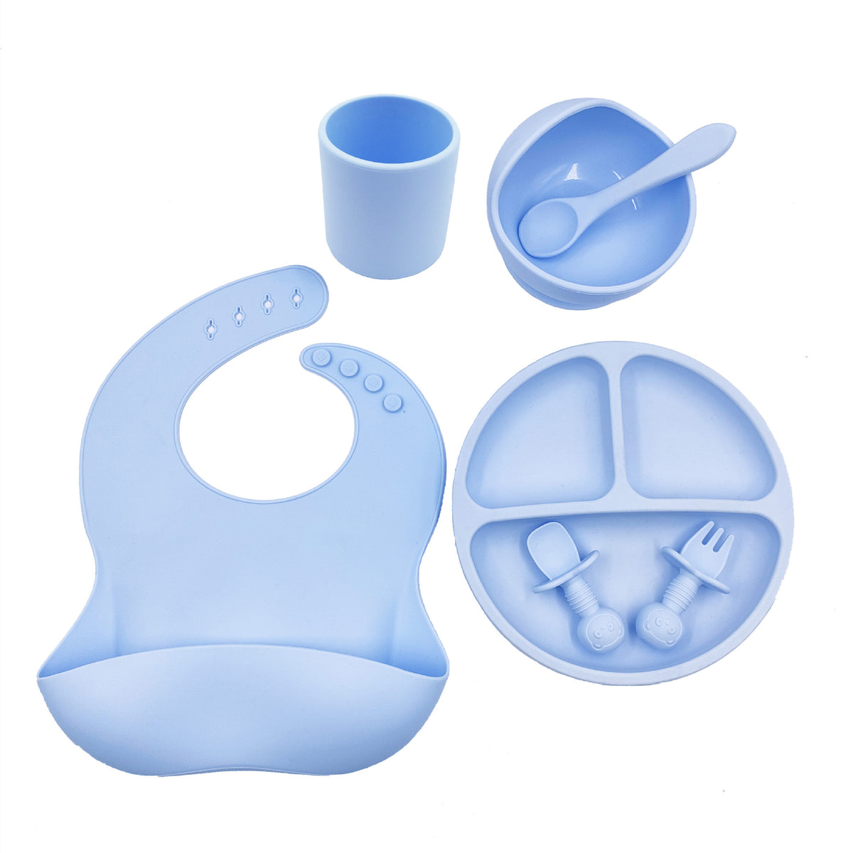 Baby Cutlery Set Silicone Bib Silicone Cup Spoon - Rokkaku 18 online shop