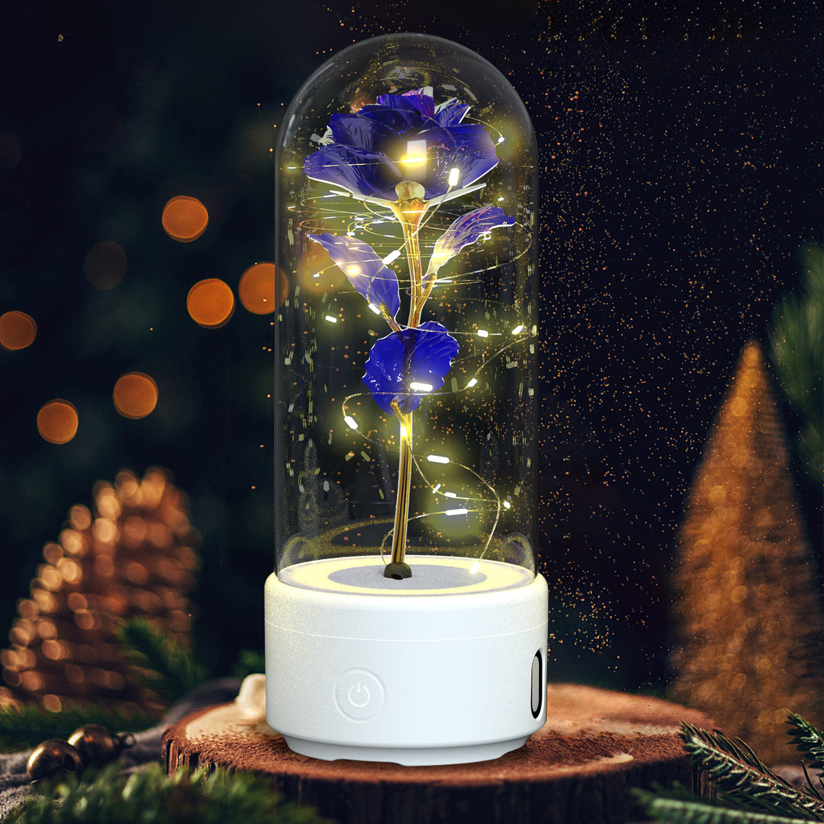 Creative 2 In 1 Rose Flowers LED Light And Bluetooth-compatible Speaker Valentine's Day Gift Rose Luminous Night Light Ornament In Glass Cover - Rokkaku 18 online shop