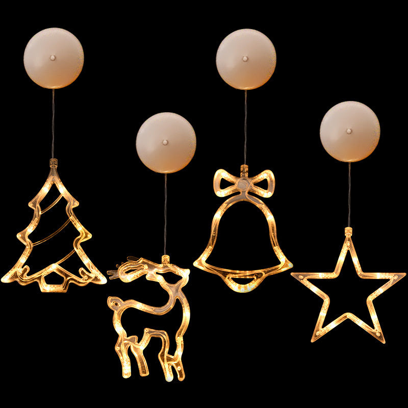 Christmas LED Suction Cup Chandelier Santa Claus Elk Snowman Lights Holiday Party Window Decor Lamps Battery Powered - Rokkaku 18 online shop