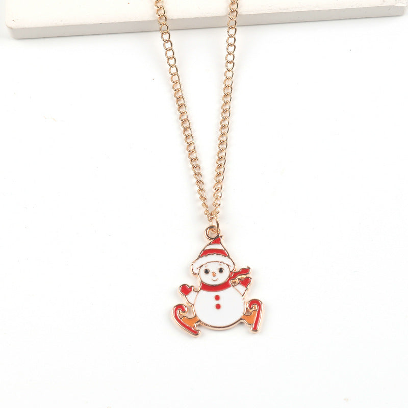 Christmas Necklace Cute Cartoon Santa Claus Snowman Elk Pendant Necklace Xmas New Year Festival Ear Jewelry Gifts - Rokkaku 18 online shop