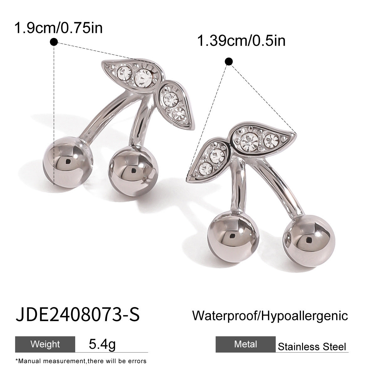 Stainless Steel Cherry Necklace Cute Earrings Ornament Women - Rokkaku 18 online shop