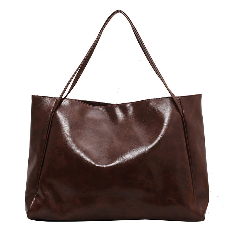Fashion Handbag New Autumn And Winter Japanese And Korean Large Capacity Soft Leather Shoulder Bag Retro Casual Handbag - Rokkaku 18 online shop
