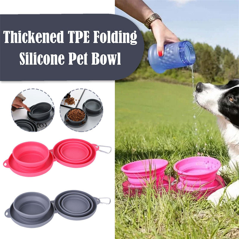 Rubber Foldable Double Bowl Pet Feeding Bowl Pets Supplies Dog Cat Bowls - Rokkaku 18 online shop
