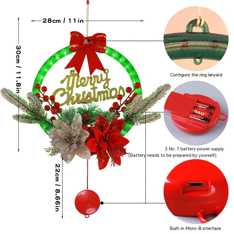 Christmas 30CM Luminous Garland Door Hanging Christmas Decorations - Rokkaku 18 online shop