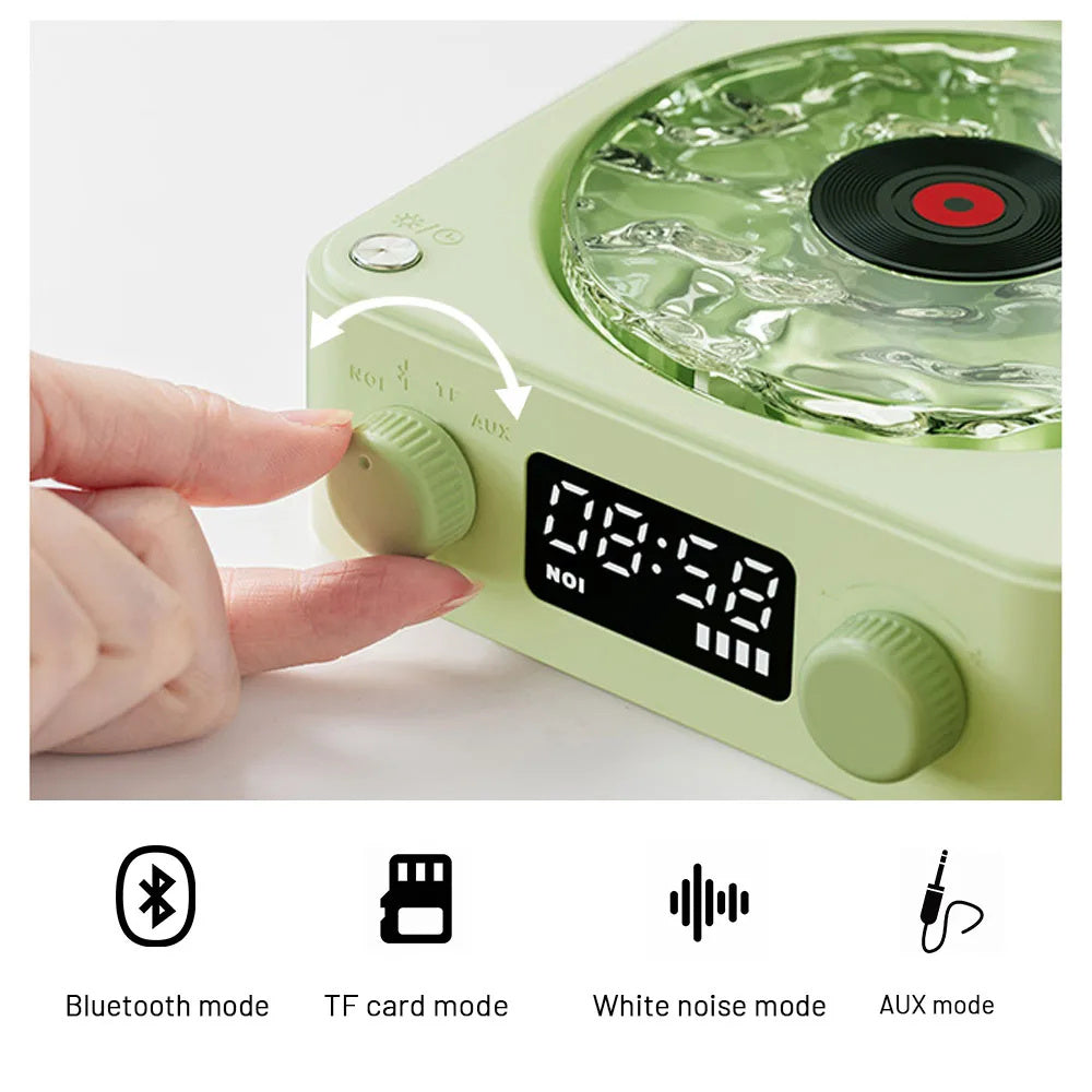 Retro Turntable Speaker Wireless Bluetooth-compatible 5.0 Vinyl Record Player Stereo Sound With White Noise RGB Projection Lamp Effect - Rokkaku 18 online shop