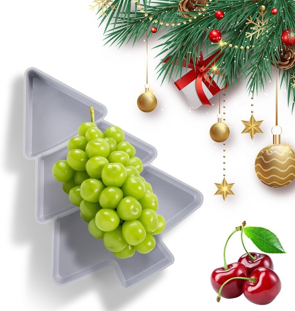 Christmas Tree Shaped Fruit Platter Creative Plates Storage Box Dried Fruit Snack Plates Divided Candy Dessert Plate Container - Rokkaku 18 online shop
