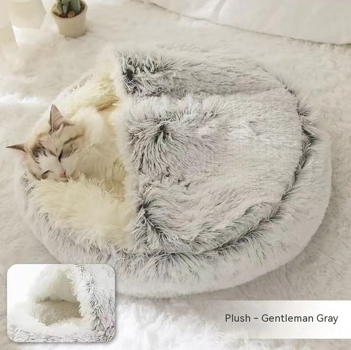2 In 1 Dog And Cat Bed Pet Winter Bed Round Plush Warm Bed House Soft Long Plush Pets Bed Pet Products - Rokkaku 18 online shop