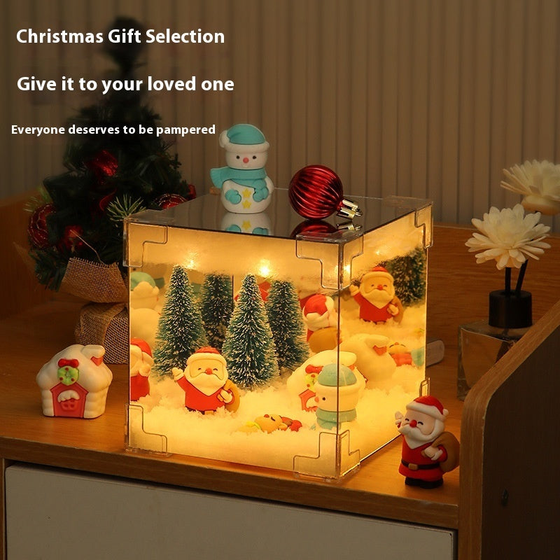 Christmas DIY Decorations Mirror And LED Cube Lamp 3D Santa Claus Snowman Tree Christmas Lights DIY Material Kit For Xmas Decor - Rokkaku 18 online shop