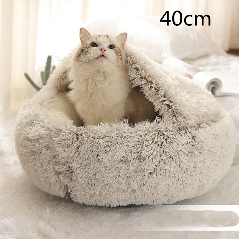 2 In 1 Dog And Cat Bed Pet Winter Bed Round Plush Warm Bed House Soft Long Plush Pets Bed Pet Products - Rokkaku 18 online shop