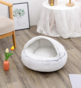 2 In 1 Dog And Cat Bed Pet Winter Bed Round Plush Warm Bed House Soft Long Plush Pets Bed Pet Products - Rokkaku 18 online shop