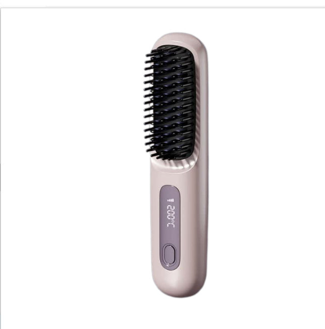 2 In 1 Straight Hair Comb Wireless Hair Straightener Brush Hair Fast Heating Portable Hot Curler USB Charging - Rokkaku 18 online shop