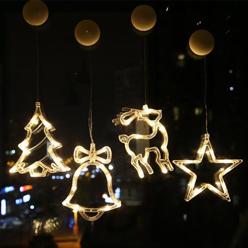 Christmas LED Suction Cup Chandelier Santa Claus Elk Snowman Lights Holiday Party Window Decor Lamps Battery Powered - Rokkaku 18 online shop