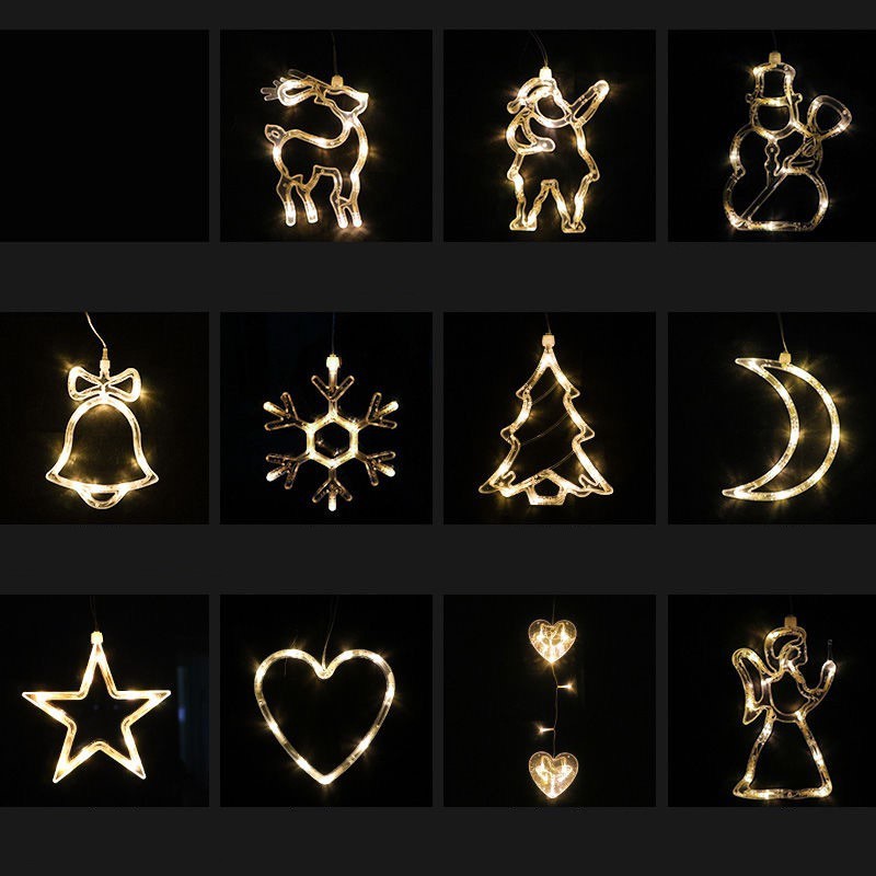 Christmas LED Suction Cup Chandelier Santa Claus Elk Snowman Lights Holiday Party Window Decor Lamps Battery Powered - Rokkaku 18 online shop