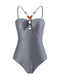 Ladies Swimsuit Multicolor Hollow Out Cutout Gem Sling French Two Piece Maxi Dress Swimsuit Bikini