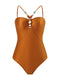 Ladies Swimsuit Multicolor Hollow Out Cutout Gem Sling French Two Piece Maxi Dress Swimsuit Bikini