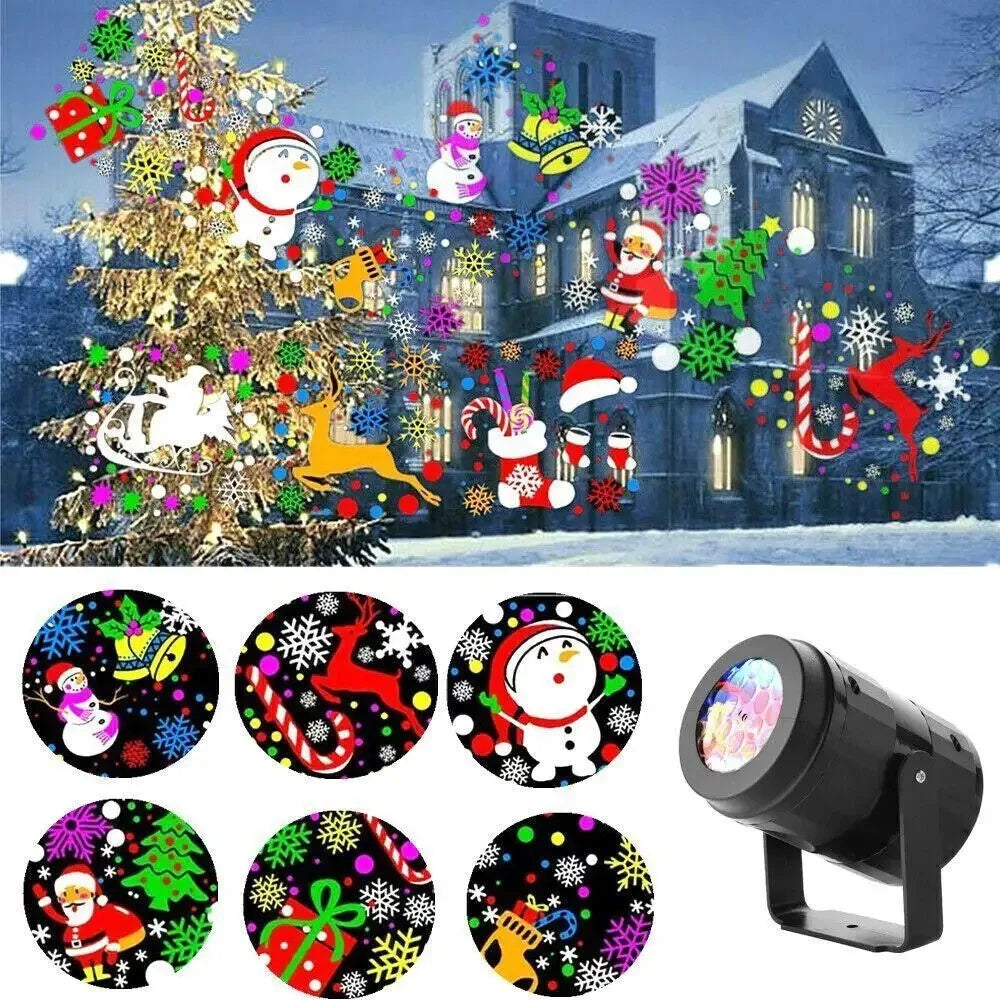 Christmas Party Lights Snowflake Projector Light Led Stage Light Rotating Xmas Pattern Outdoor Holiday Lighting Garden Christmas Decor - Rokkaku 18 online shop
