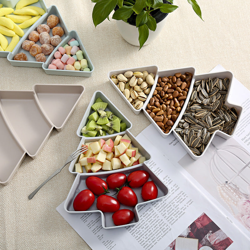 Christmas Tree Shaped Fruit Platter Creative Plates Storage Box Dried Fruit Snack Plates Divided Candy Dessert Plate Container - Rokkaku 18 online shop