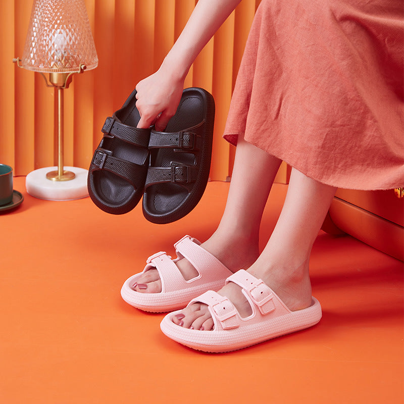 Platform Slippers Women's Summer Buckle Home Shoes Fashion Outdoor Wear Soft Bottom Sandals - Rokkaku 18 online shop