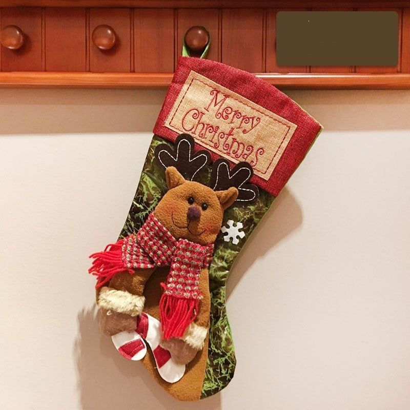 Christmas Stocking Socks Snowman Santa Elk Xmas Fireplace Xmas Tree Ornaments New Year Candy Bag Gift Christmas Decor - Rokkaku 18 online shop