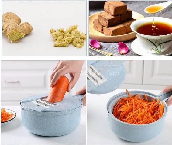 8 In 1 Mandoline Slicer Vegetable Slicer Potato Peeler Carrot Onion Grater With Strainer Vegetable Cutter Kitchen Accessories - Rokkaku 18 online shop