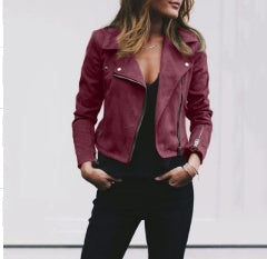 Lapel And Diagonal Zipper Short Women's Clothing - Rokkaku 18 online shop