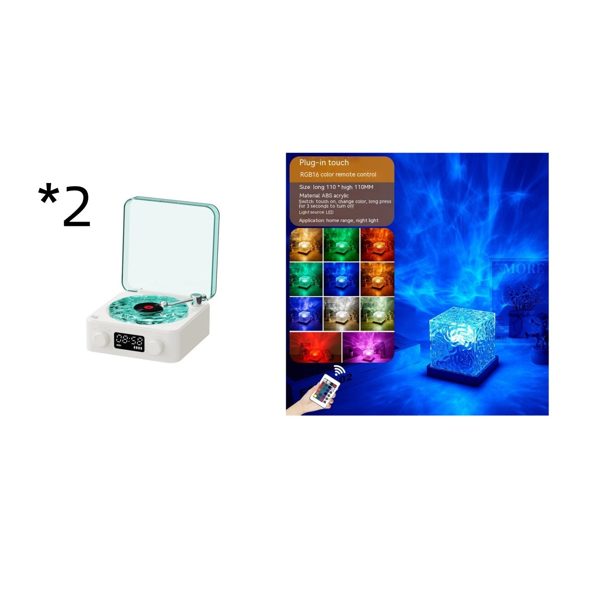 Retro Turntable Speaker Wireless Bluetooth-compatible 5.0 Vinyl Record Player Stereo Sound With White Noise RGB Projection Lamp Effect - Rokkaku 18 online shop