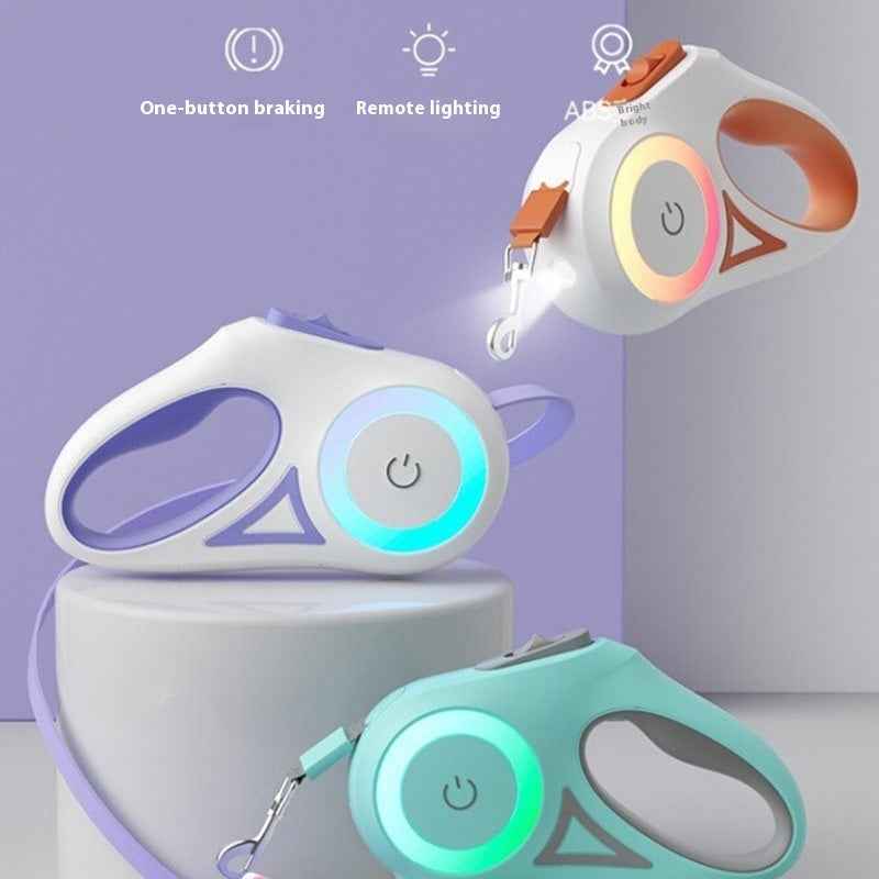 Dog Leash Retractable Leash And Dog Collar Spotlight Automatic Pet Dog Cat Traction Rope For Small Medium Dogs Pet Product