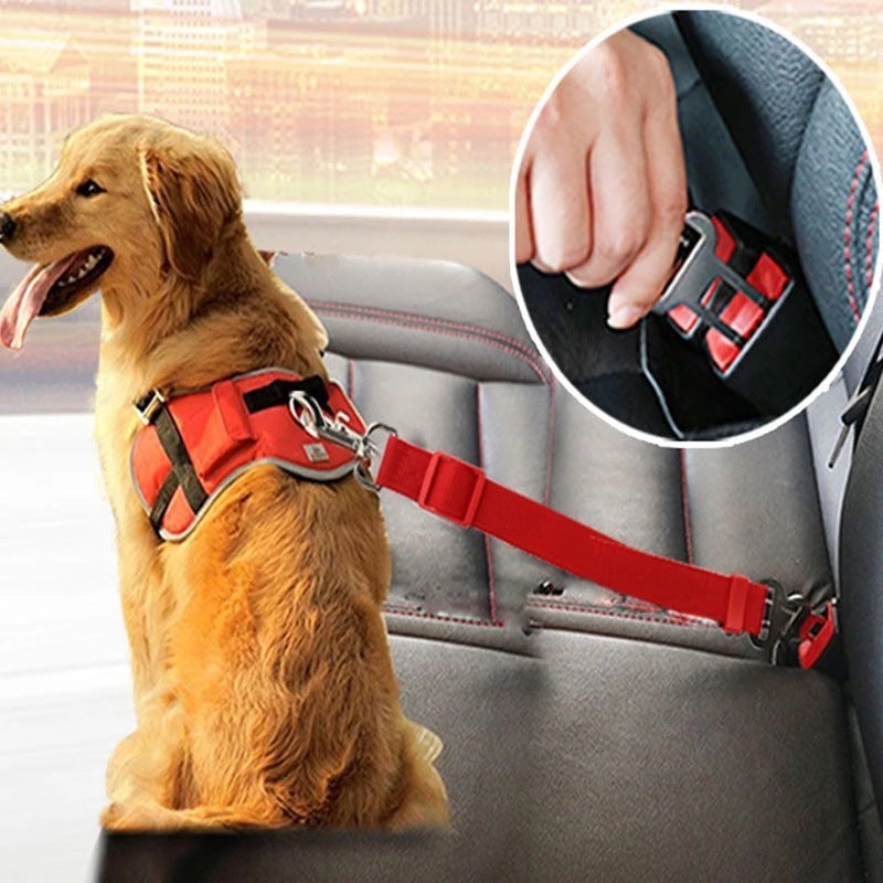 Adjustable Pet Cat Dog Car Seat Belt Pet Seat Vehicle Dog Harness Lead Clip Safety Lever Traction Dog Collars Dogs Accessoires Pets Products - Rokkaku 18 online shop