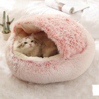 2 In 1 Dog And Cat Bed Pet Winter Bed Round Plush Warm Bed House Soft Long Plush Pets Bed Pet Products - Rokkaku 18 online shop