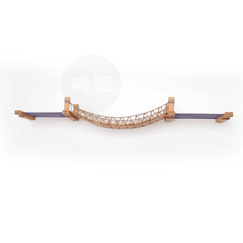 Cat Suspension Bridge Rope Ladder Hemp Rope Soft Ladder Wooden Bridge Solid Wood Cat Wall Climbing Frame Pet Furniture Cat Bridge Wall Hanging Type Plus Accessories - Rokkaku 18 online shop