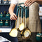 7 PCS Stainless Steel Silicone Kitchen Utensil Slotted Spatula Turner Ladle Serving Spoon Pasta Server Cooking Set
