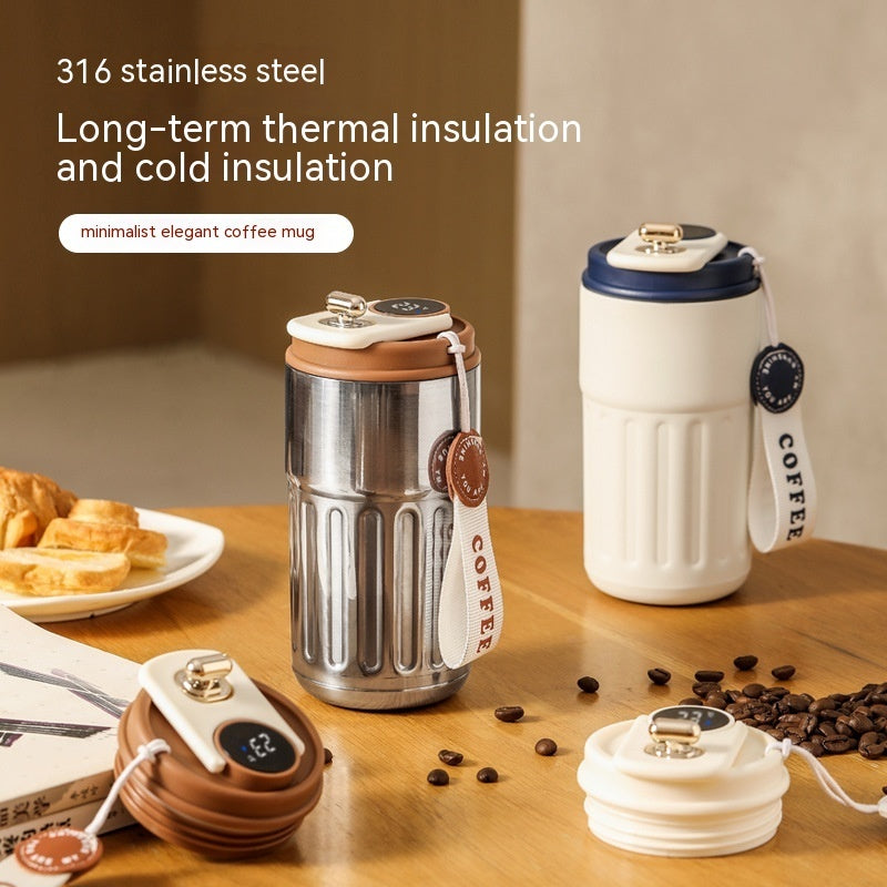 Smart Digital Thermal Bottle Portable Coffee Mug Stainless Steel Water Bottle In-Car Insulated Cup Keep Cold Vacuum Flasks 450ml - Rokkaku 18 online shop