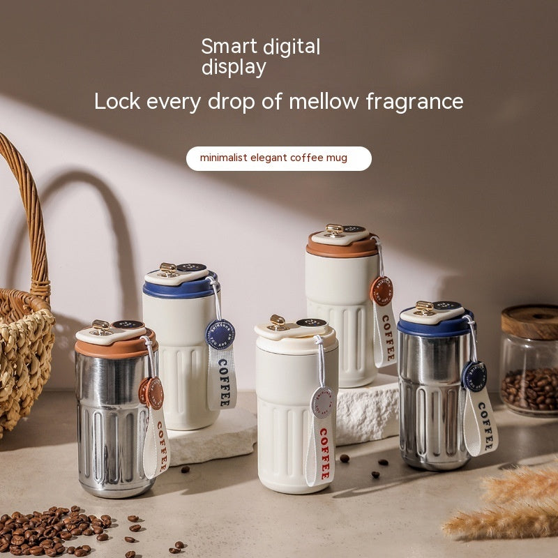 Smart Digital Thermal Bottle Portable Coffee Mug Stainless Steel Water Bottle In-Car Insulated Cup Keep Cold Vacuum Flasks 450ml - Rokkaku 18 online shop