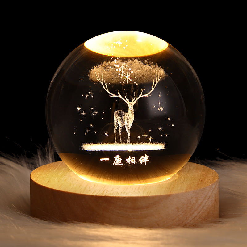 Luminous Starry Sky And Planets Moon Moon Crystal Ball Small Night Lamp Projection Ambience Light Creative Gift New Strange Gift - Rokkaku 18 online shop