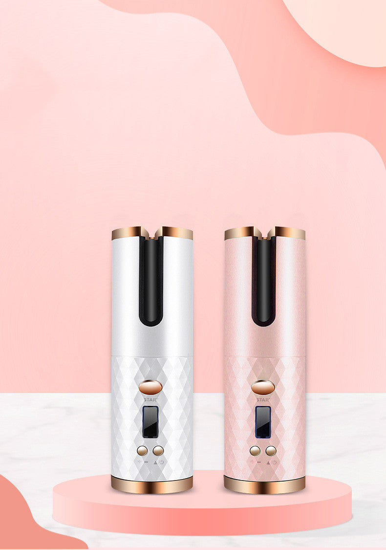 Rechargeable Automatic Hair Curler Women Portable Hair Curling Iron LCD Display Ceramic Curly Rotating Curling Wave Styer - Rokkaku 18 online shop