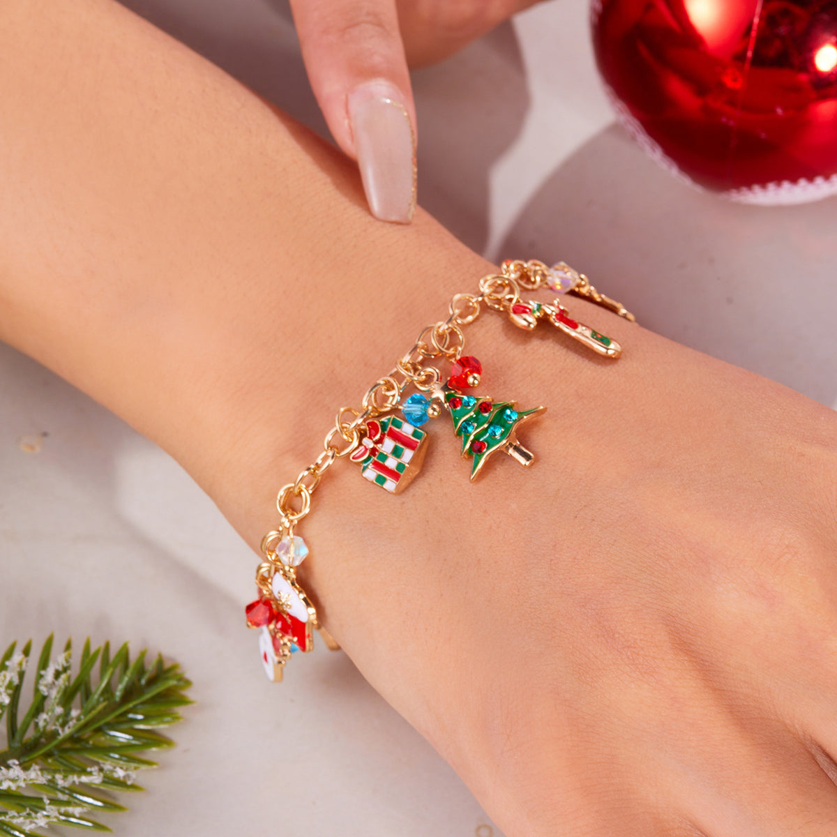Personalized Christmas Bracelet Christmas Tree Santa Claus Pendant Bracelet For Women Jewelry - Rokkaku 18 online shop