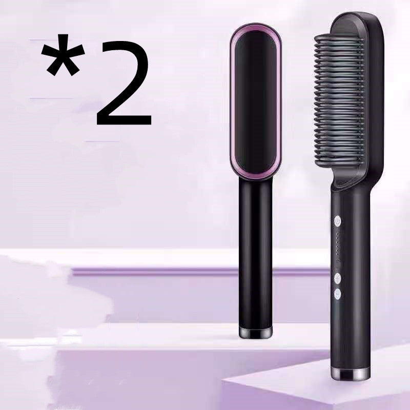 New 2 In 1 Hair Straightener Hot Comb Negative Ion Curling Tong Dual-purpose Electric Hair Brush - Rokkaku 18 online shop