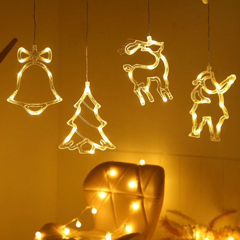 Christmas LED Suction Cup Chandelier Santa Claus Elk Snowman Lights Holiday Party Window Decor Lamps Battery Powered - Rokkaku 18 online shop