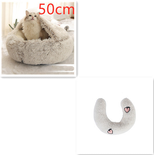 2 In 1 Dog And Cat Bed Pet Winter Bed Round Plush Warm Bed House Soft Long Plush Pets Bed Pet Products - Rokkaku 18 online shop