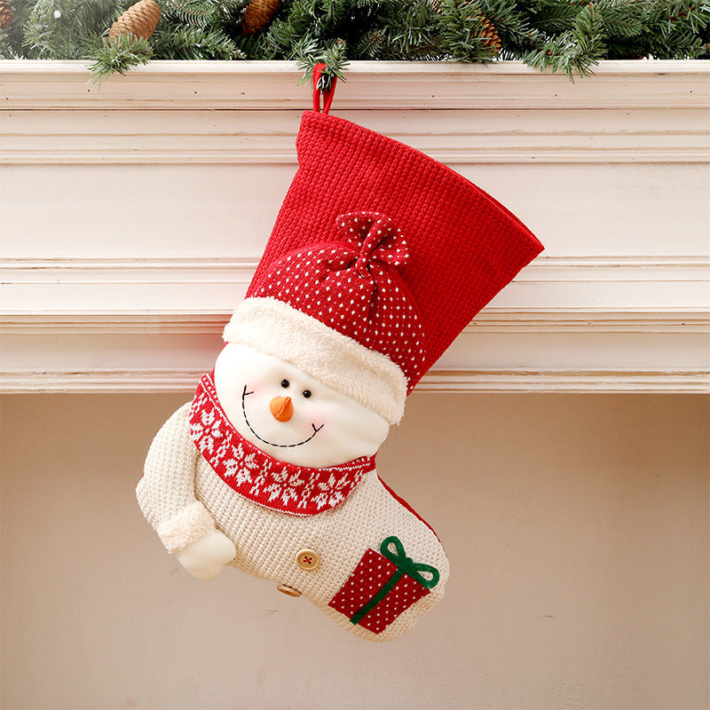Large Red White Knitted Christmas Stocking Santa Claus Fireplace Decor Socks Xmas Gift Bags Candy Holder Decor For Home - Rokkaku 18 online shop