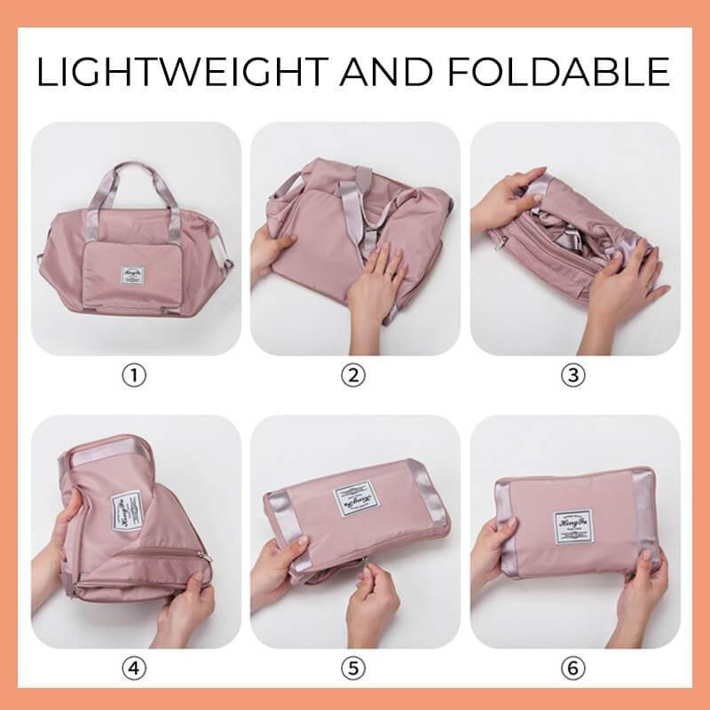 Foldable Storage Travel Bag Waterproof Large Capacity Gym Fitness Bag Weekender Overnight For Women - Rokkaku 18 online shop