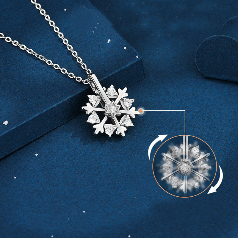 Rotatable 925 Silver Snowflake Necklace Women Luxury Niche Design Shiny Rhinestone Jewelry Autumn And Winter Birthday Gift For Friends - Rokkaku 18 online shop