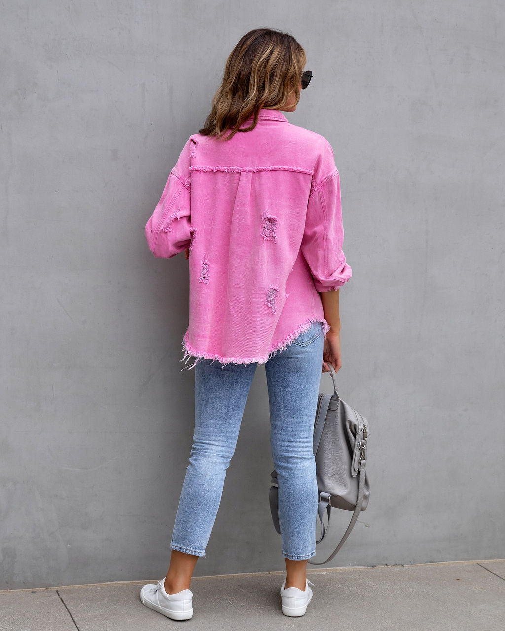 Fashion Ripped Shirt Jacket Female Autumn And Spring Casual Tops Womens Clothing - Rokkaku 18 online shop
