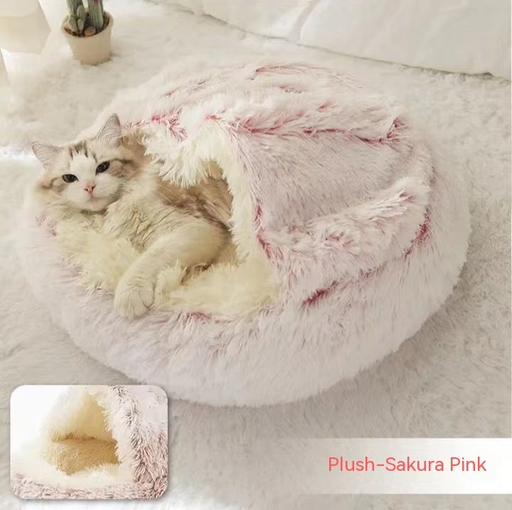 2 In 1 Dog And Cat Bed Pet Winter Bed Round Plush Warm Bed House Soft Long Plush Pets Bed Pet Products - Rokkaku 18 online shop