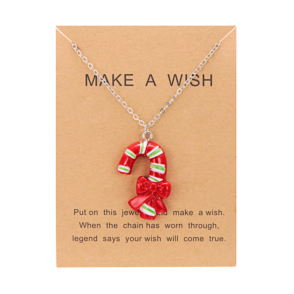 Cute Cartoon Resin Necklace Christmas Snowman Santa Claus Pendant Clavicle Chain Necklace For Women Jewelry - Rokkaku 18 online shop