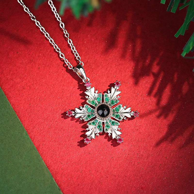 New Christmas Snowflake Necklace With Projection Design For Couples Christmas Gift Women's Clavicle Chain Jewelry - Rokkaku 18 online shop