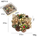 Christmas Candle Metals Candlestick Wreath Artificial Pinball Pinecone Candle Holder Fake Leaves Xmas New Year Home Table Decor - Rokkaku 18 online shop